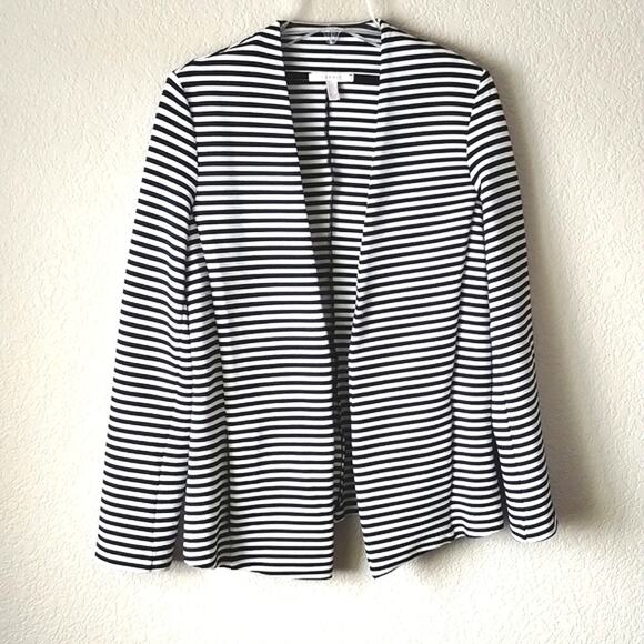 ESPRIT Striped Pocketed Knit Jersey Pocketed Open Blazer Light Jacket M - Picture 1 of 14